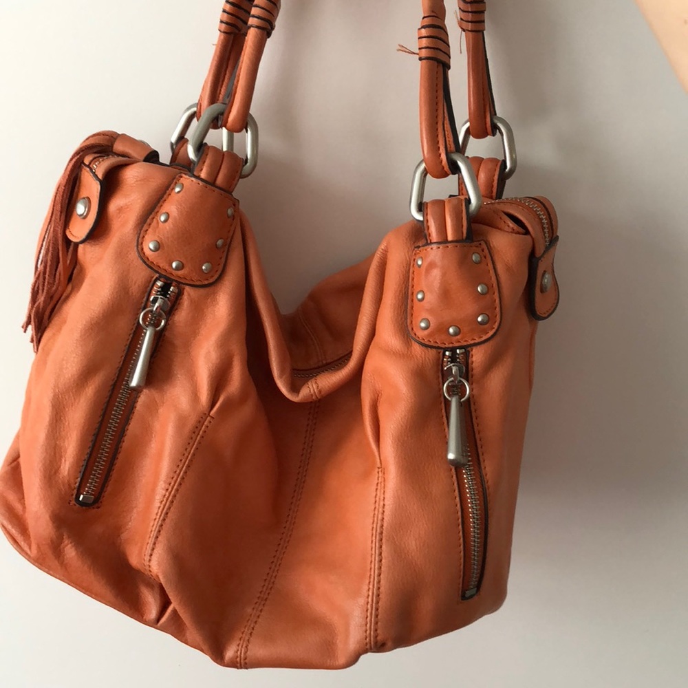 Orange leather purse